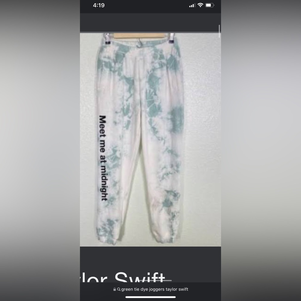 Taylor swift green joggers tie dye